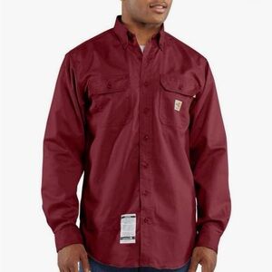 Carhartt Men's Flame Resistant Classic Twill Shirt, Dark Crimson, Small